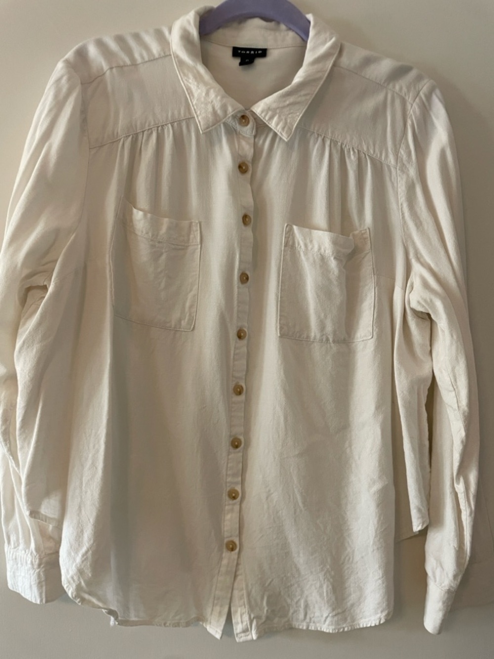 torrid Cream Button-Up Top with Black Label